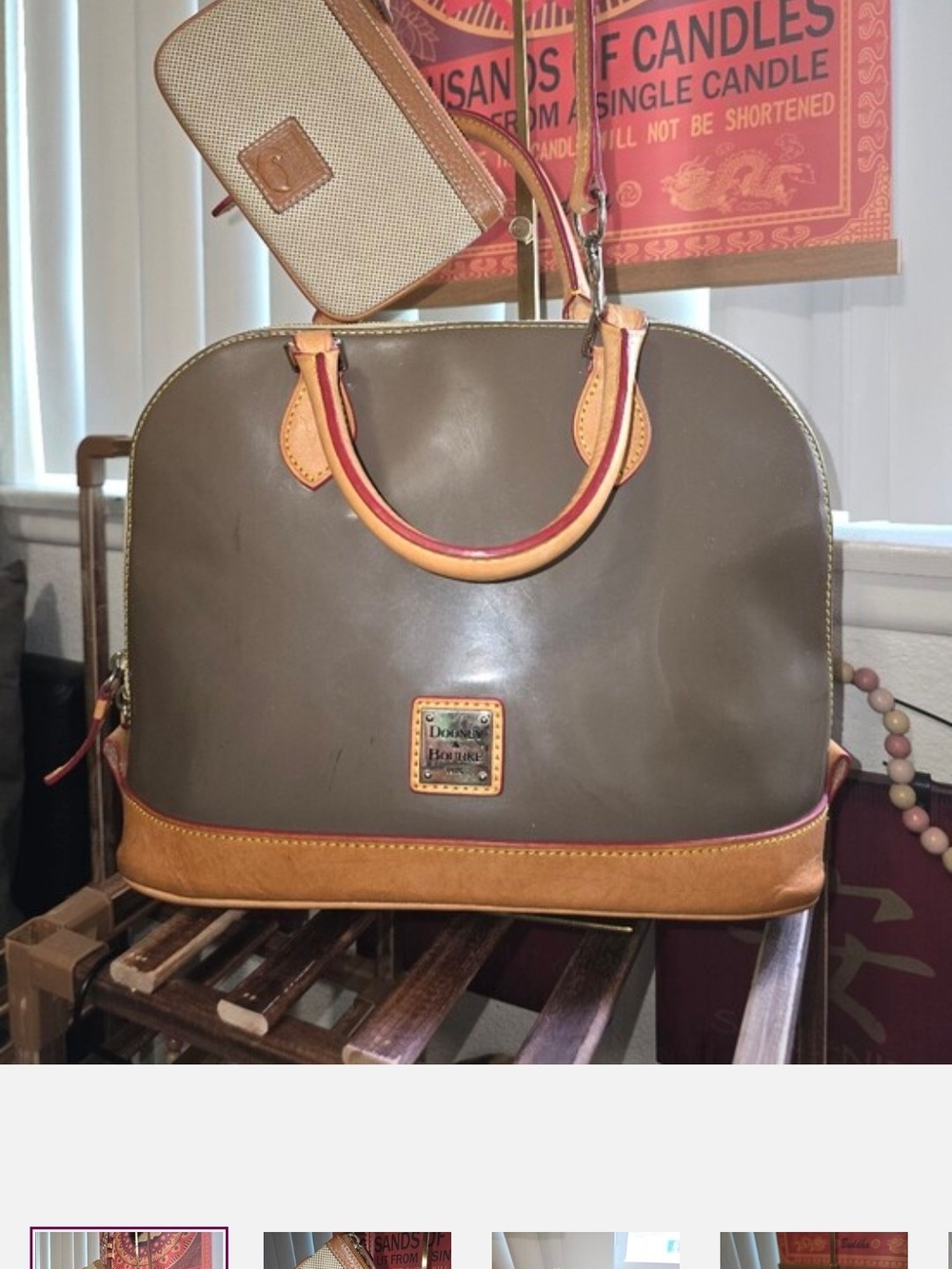 Dooney & Bourke Olive and Tan Leather Satchel